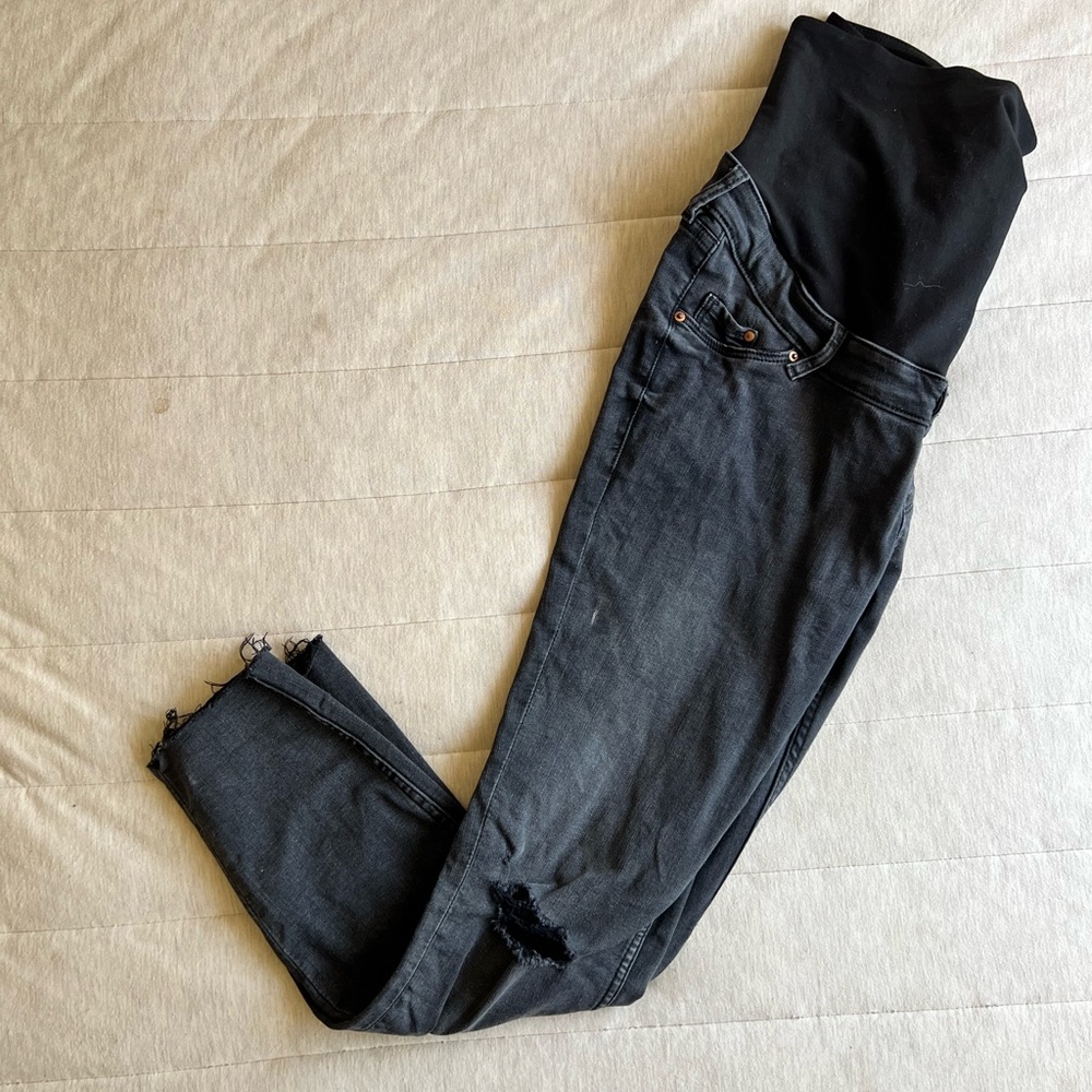 Gray black maternity jenas